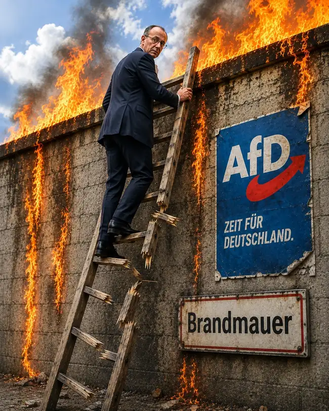 Projektgrafik: Die Leiter über die Brandmauer